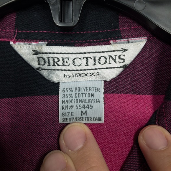 Vintage Directions by Brooks Womens M Pink Black Plaid Button Up Shirt Grunge - Picture 10 of 10